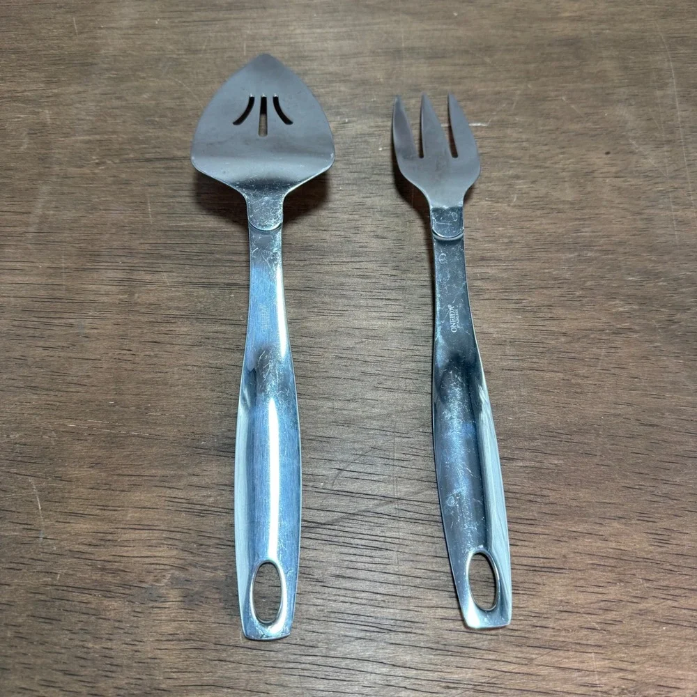 Oneida 18/8 Stainless Steel 2pc Serving Set Pie Server Meat Fork Pattern Neutral
